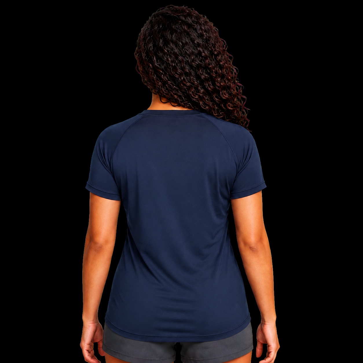 Camiseta feminina cristã dry-fit navy com o versículo Deus é Por Nós — IDE 16:15
