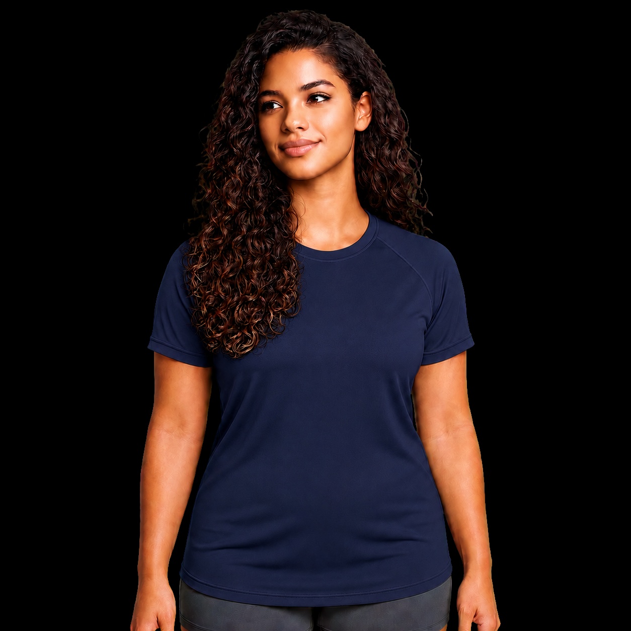 Camiseta feminina cristã dry-fit navy com o versículo Deus é Por Nós — IDE 16:15