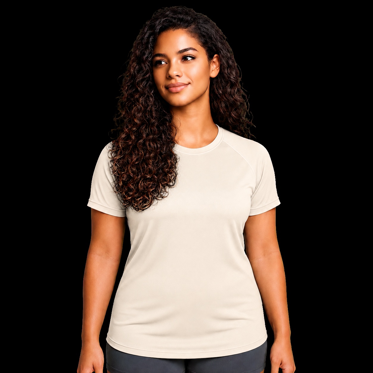 Camiseta feminina cristã dry-fit off-white com o versículo Não Temerei — IDE 16:15