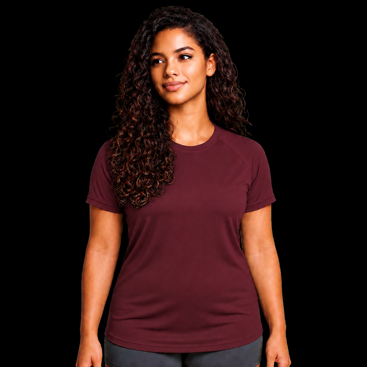 Camiseta feminina cristã dry-fit wine com o versículo Forte Pela Graça — IDE 16:15